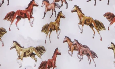 Alice And Olivia Alice + Olivia Willa Horse Print Silk Button-up Shirt In White