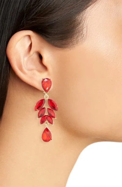 Cara Crystal Leaf Drop Earrings In Multi
