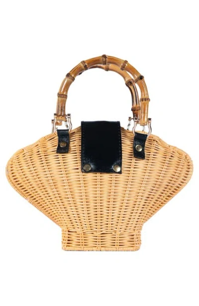 Jelavu Maree Handwoven Rattan Seashell Bag In Multi