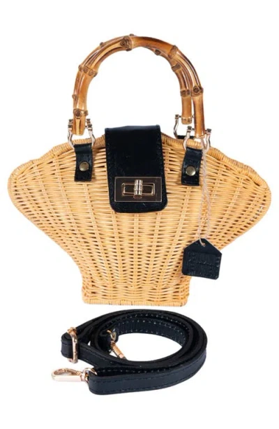 Jelavu Maree Handwoven Rattan Seashell Bag In Multi