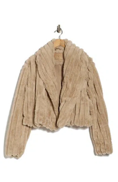 Blanknyc Faux Fur Crop Jacket In Brown