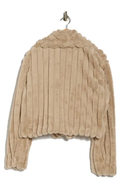 Blanknyc Faux Fur Crop Jacket In Brown