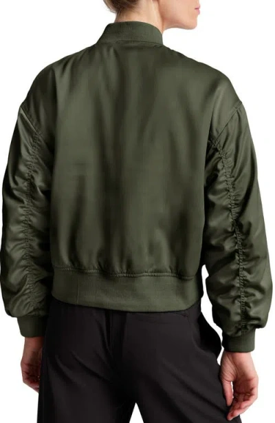 Beyond Yoga Melrose Shirred Sleeve Bomber Jacket In Green
