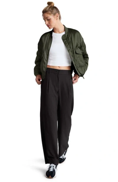 Beyond Yoga Melrose Shirred Sleeve Bomber Jacket In Green