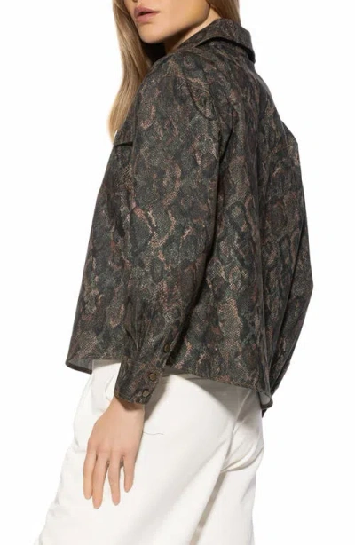 Alexia Admor Thalina Lace-up Western Shirt In Brown