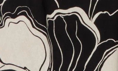 London Times Floral Side Ruched Linen Blend Midi Dress In Multi