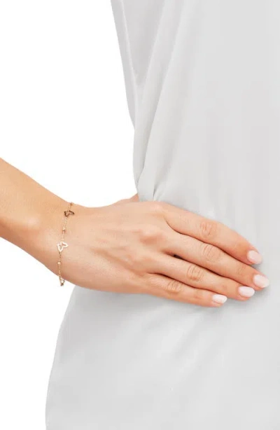 Frankie & Zoe 14k Yellow Gold Butterfly & Bead Station Chain Bracelet In Gold