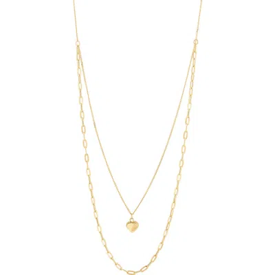 Frankie & Zoe 14k Yellow Gold Heart Pendant Layered Necklace In Gold