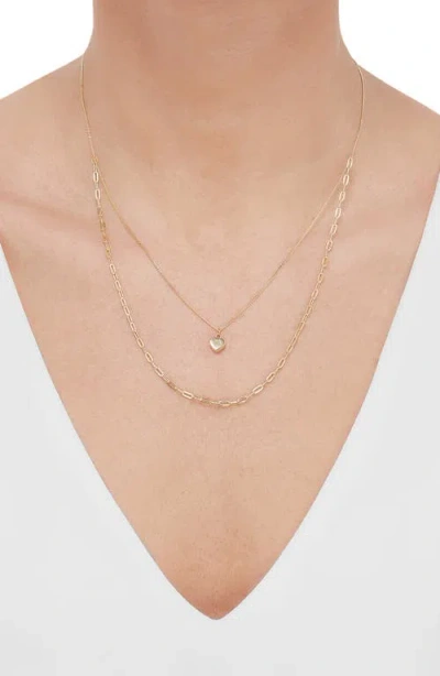 Frankie & Zoe 14k Yellow Gold Heart Pendant Layered Necklace In Gold