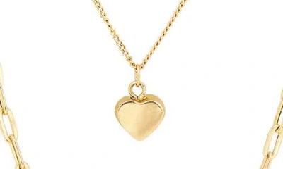 Frankie & Zoe 14k Yellow Gold Heart Pendant Layered Necklace In Gold