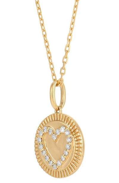 Frankie & Zoe 14k Yellow Gold Diamond Heart Medallion Pendant Necklace In Gold
