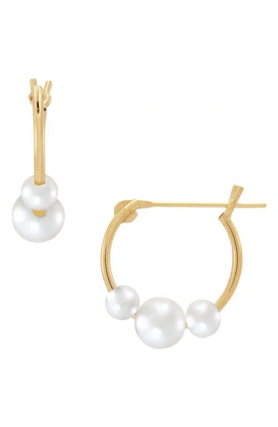 Frankie & Zoe 14k Yellow Gold Cultured Pearl Hoop Earrings In Gold