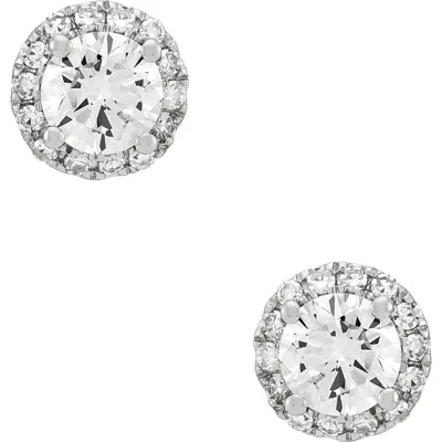 Frankie & Zoe 10k White Gold Lab Grown Diamond Halo Stud Earrings In White