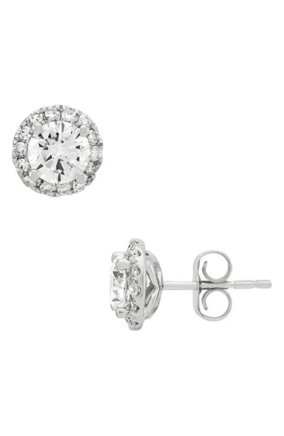 Frankie & Zoe 10k White Gold Lab Grown Diamond Halo Stud Earrings In White
