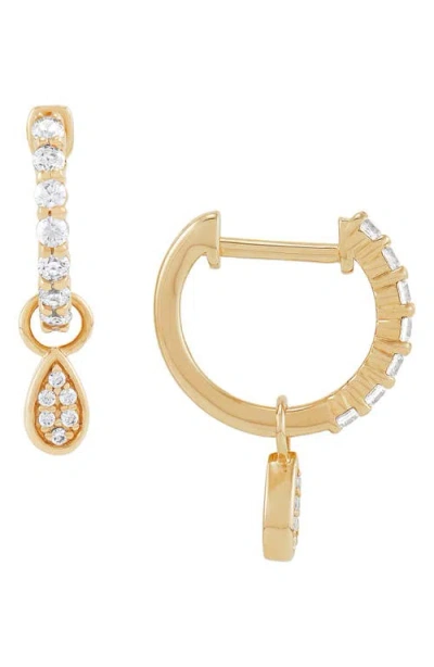 Frankie & Zoe Diamond Drop Huggie Hoop Earrings In Gold