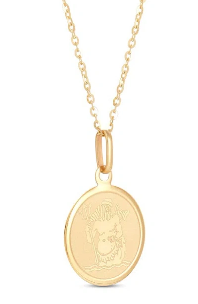 Frankie & Zoe 14k Yellow Gold Pisces Medallion Pendant Necklace In Gold