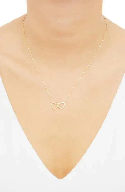 Frankie & Zoe 10k Yellow Gold Interlocking Heart Pendant Necklace In Gold