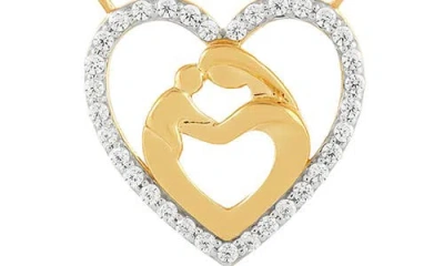 Frankie & Zoe 10k Gold Diamond Mother & Child Heart Pendant Necklace In Multi