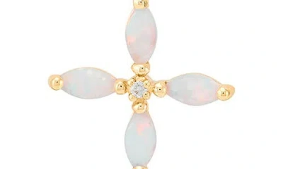 Frankie & Zoe Diamond & Opal Cross Pendant Necklace In Gold