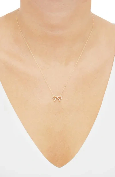 Frankie & Zoe 14k Yellow Gold Diamond Bow Pendant Necklace In Gold