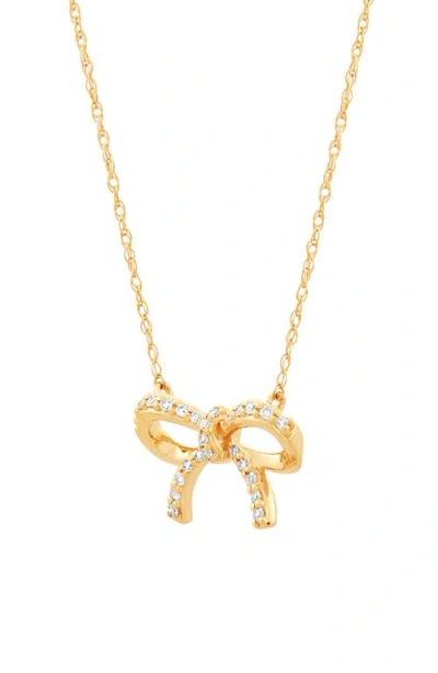 Frankie & Zoe 14k Yellow Gold Diamond Bow Pendant Necklace In Gold