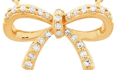 Frankie & Zoe 14k Yellow Gold Diamond Bow Pendant Necklace In Gold