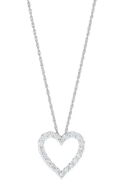 Frankie & Zoe 10k White Gold Lab Grown Diamond Open Heart Pendant Necklace In Silver