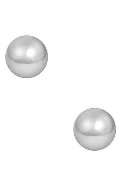 Frankie & Zoe 14k White Gold Orb Stud Earrings In Silver