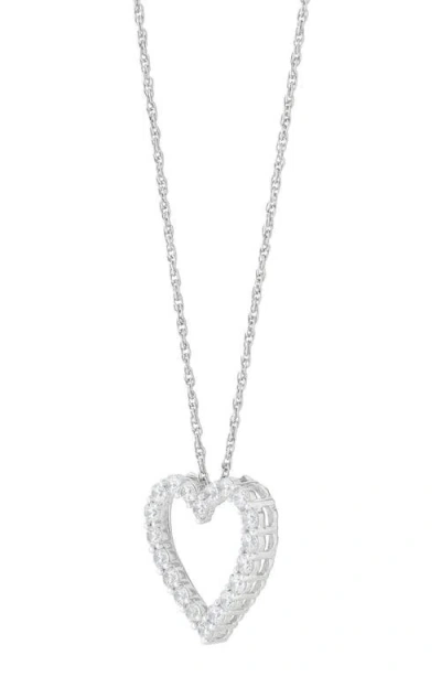 Frankie & Zoe 10k White Gold Lab Grown Diamond Open Heart Pendant Necklace In Silver
