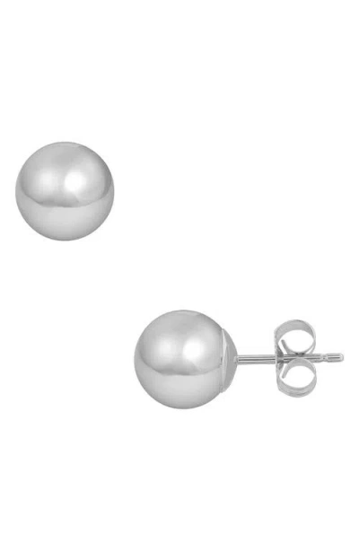 Frankie & Zoe 14k White Gold Orb Stud Earrings In Silver