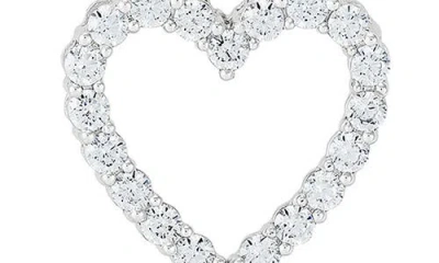 Frankie & Zoe 10k White Gold Lab Grown Diamond Open Heart Pendant Necklace In Silver
