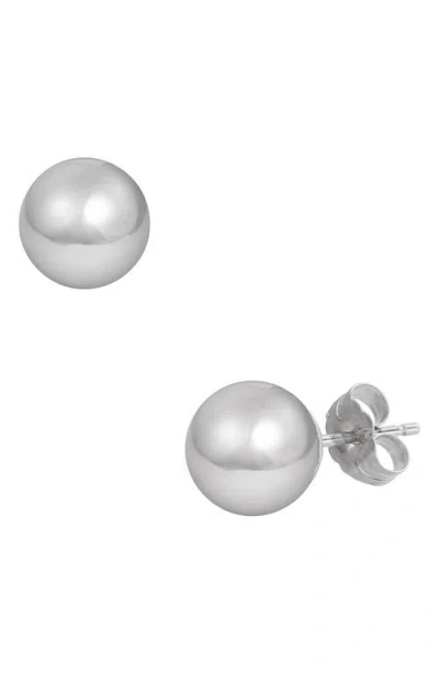Frankie & Zoe 14k White Gold Orb Stud Earrings In Silver