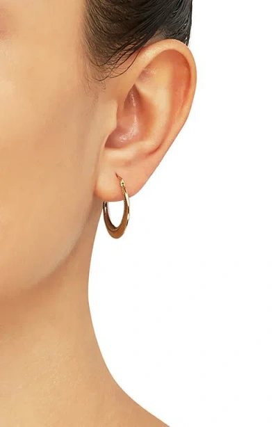 Frankie & Zoe Two-tone Bead Textured Hoop Earrings In Gold