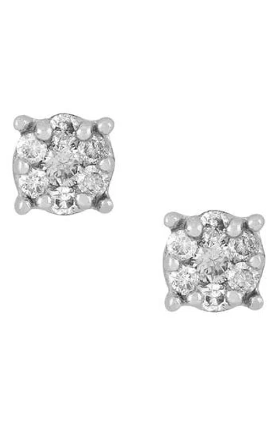 Frankie & Zoe 10k White Gold Pavé Diamond Round Stud Earrings In Silver