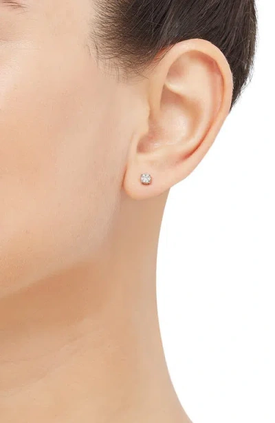 Frankie & Zoe 10k White Gold Pavé Diamond Round Stud Earrings In Silver