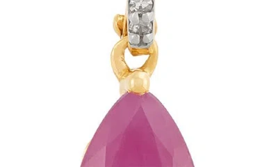 Frankie & Zoe 10k Yellow Gold Diamond & Ruby Drop Earrings In Pink