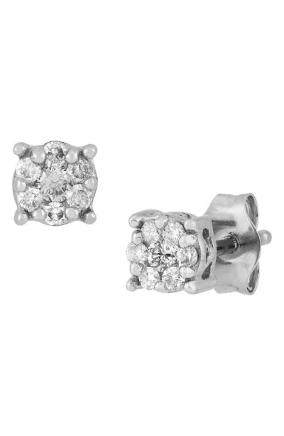 Frankie & Zoe 10k White Gold Pavé Diamond Round Stud Earrings In Silver