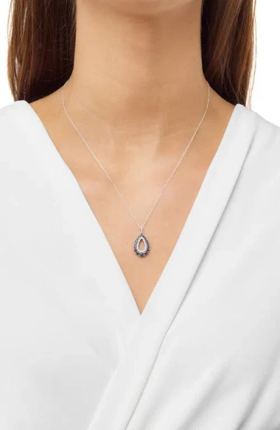 Frankie & Zoe 10k White Gold Diamond & Sapphire Teardrop Pendant Necklace In Metallic