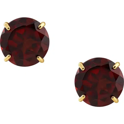 Frankie & Zoe Garnet Solitaire Stud Earrings In Gold
