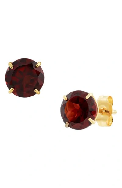 Frankie & Zoe Garnet Solitaire Stud Earrings In Gold