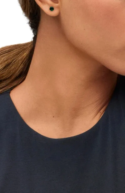 Frankie & Zoe Created Emerald Solitaire Stud Earrings In Gold