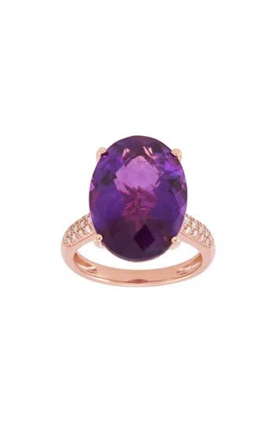 Frankie & Zoe Diamond & Amethyst Ring In Gold