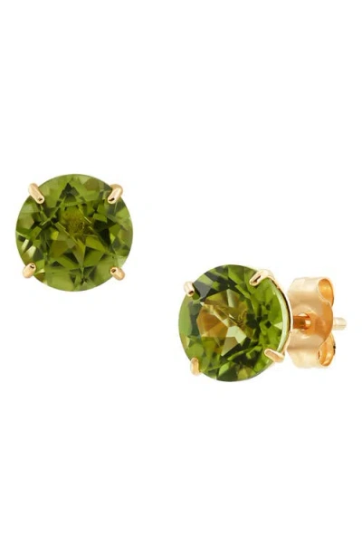 Frankie & Zoe Peridot Solitaire Stud Earrings In Gold