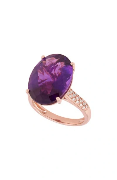 Frankie & Zoe Diamond & Amethyst Ring In Gold