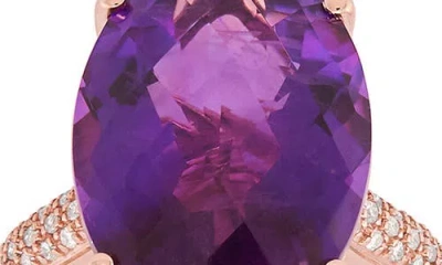 Frankie & Zoe Diamond & Amethyst Ring In Gold