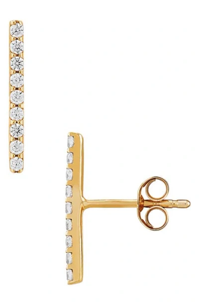 Frankie & Zoe 10k Yellow Gold Diamond Bar Stud Earrings In Gold