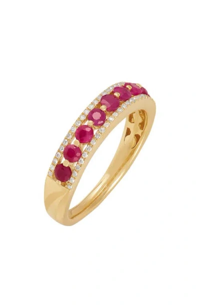 Frankie & Zoe Diamond & Ruby Band Ring In Multi