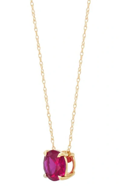 Frankie & Zoe 10k Yellow Gold Lab Grown Ruby Pendant Necklace In Gold