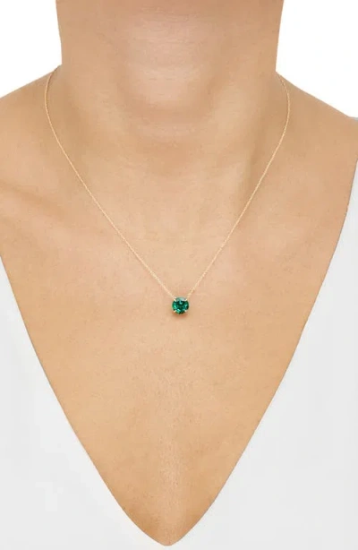Frankie & Zoe Created Emerald Solitaire Pendant Necklace In Gold