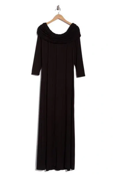 Renee C Off The Shoulder Long Sleeve Maxi Dress In Black